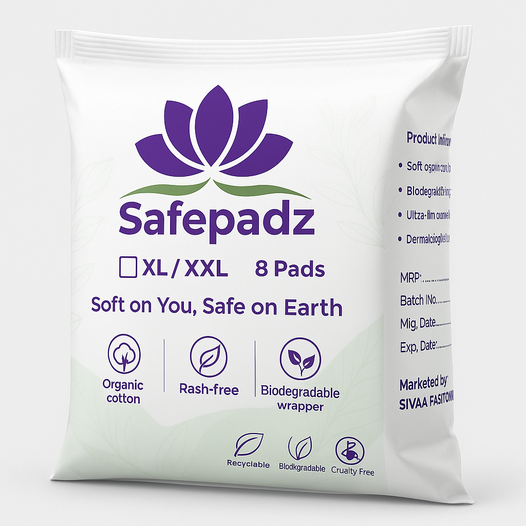 safepadz biodegradable sanitary pads (pack of 8)